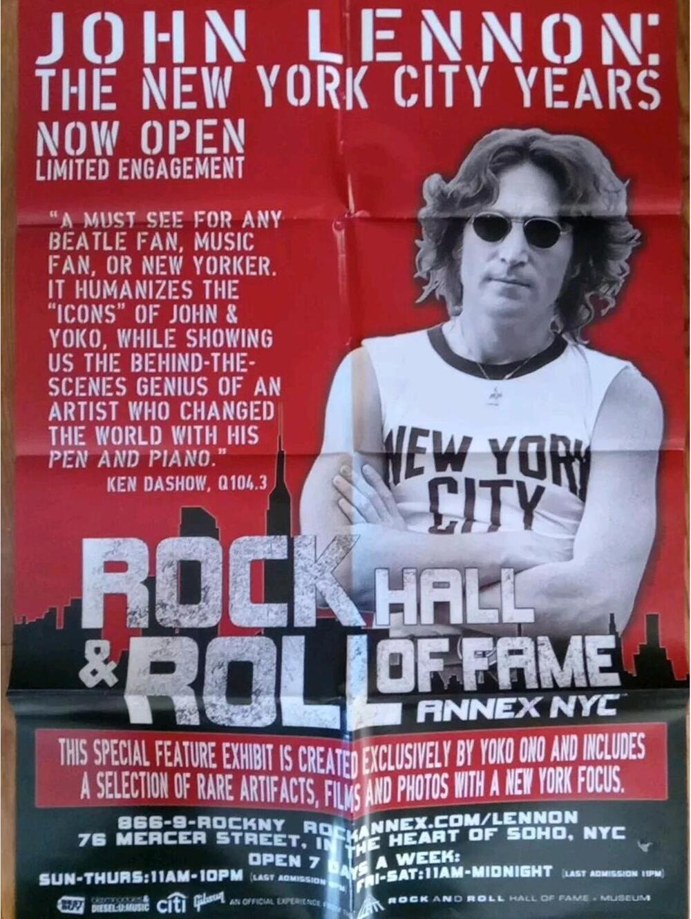 John Lennon NYC Years Poster Rock and Roll Hall of Fame Limited Exhibit Art